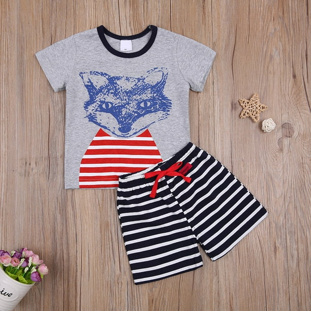 Details about / 2PCS Baby Boys Outfits Striped T Shirt Tops+Denim Pants Kids Spring Clothes Set